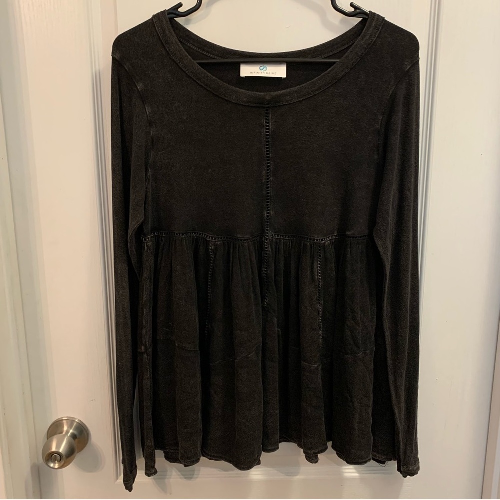Infinity raine black vintage wash babydoll top